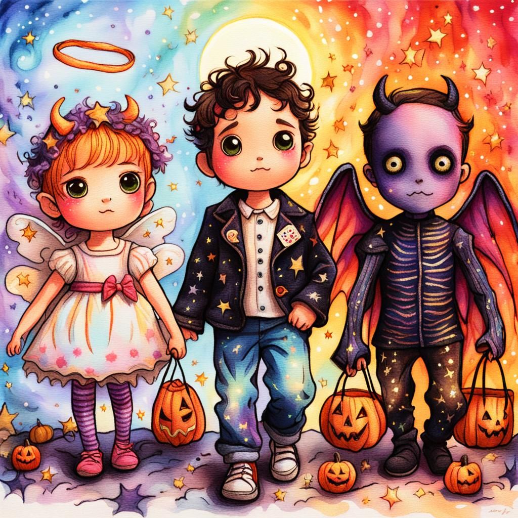 Gothic Kawaii Angel and Demon Trick-or-Treating