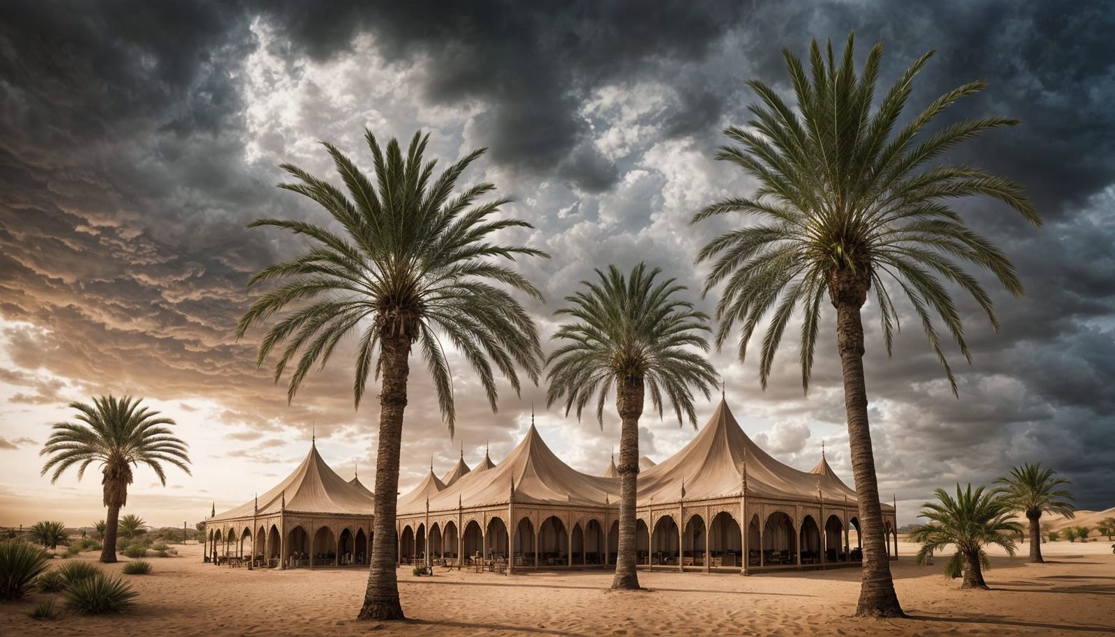 Imperial Oasis Tents Under Dark Skies