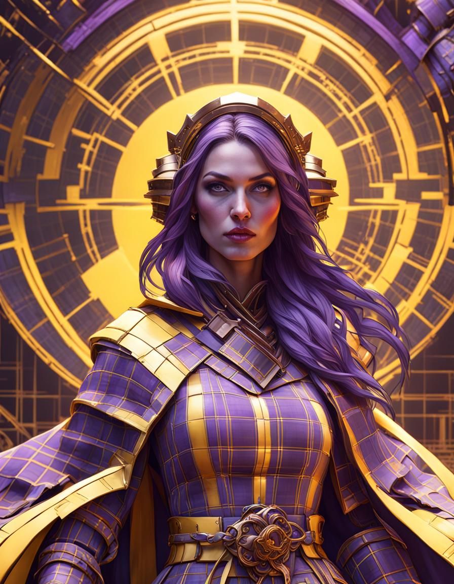 Plaid Pattern Woman in Dark Fantasy Style