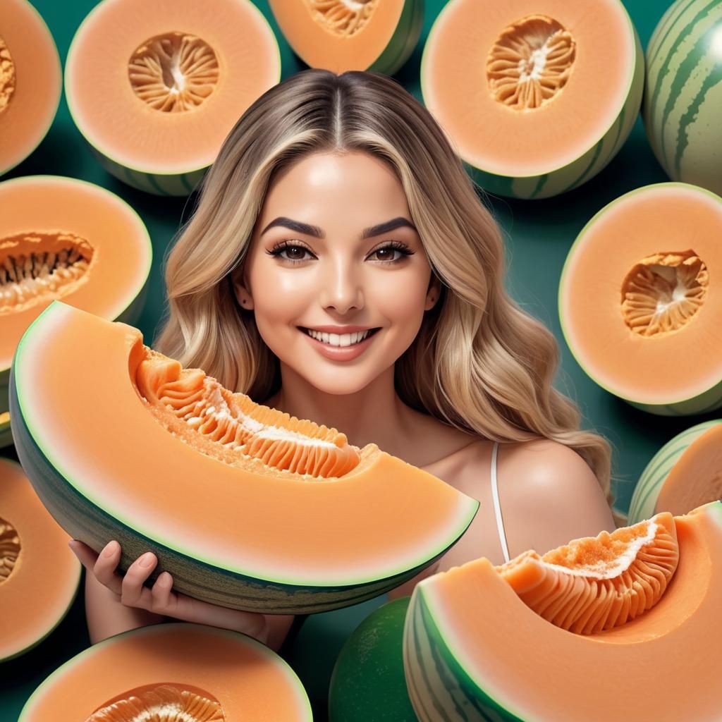 Cantaloupe with Emoji Symbols