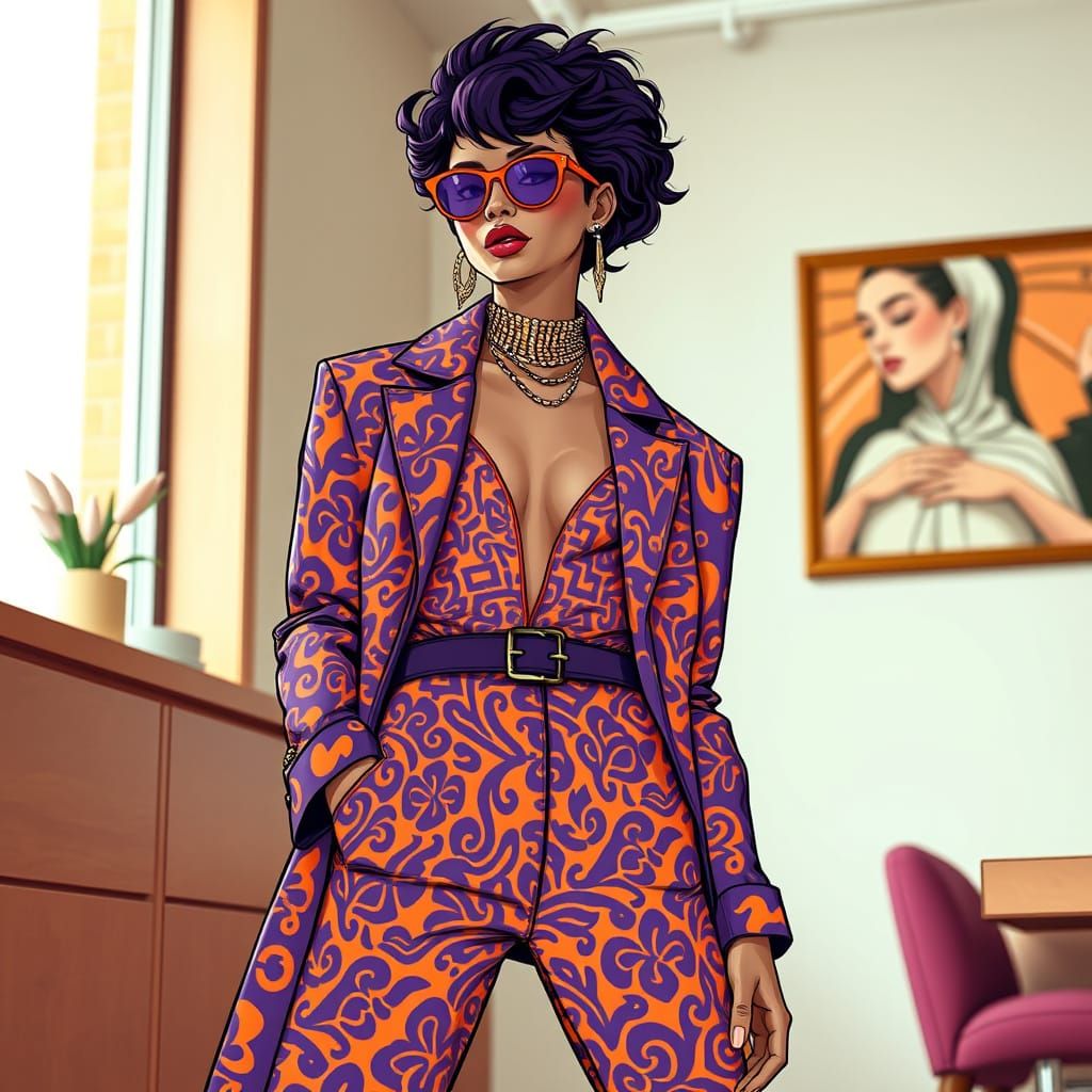 Vibrant Fashionista Struts Her Stuff in Bold Patterns