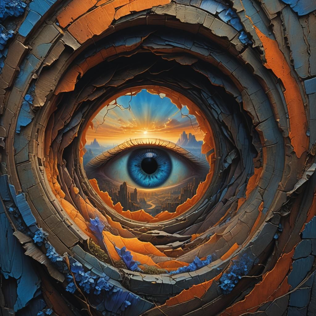 Eye Gazing into a Dreamlike Realm as Surreal Art