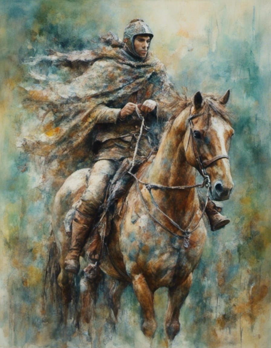 Equestrian Portrait in Oil Painting Style