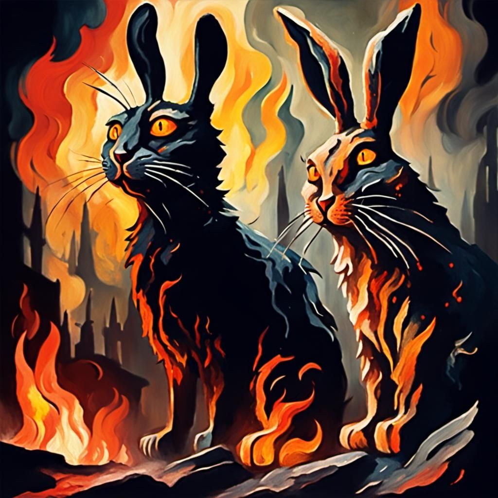 Surreal Anthropomorphic Animals in Expressionist Impasto Pai...