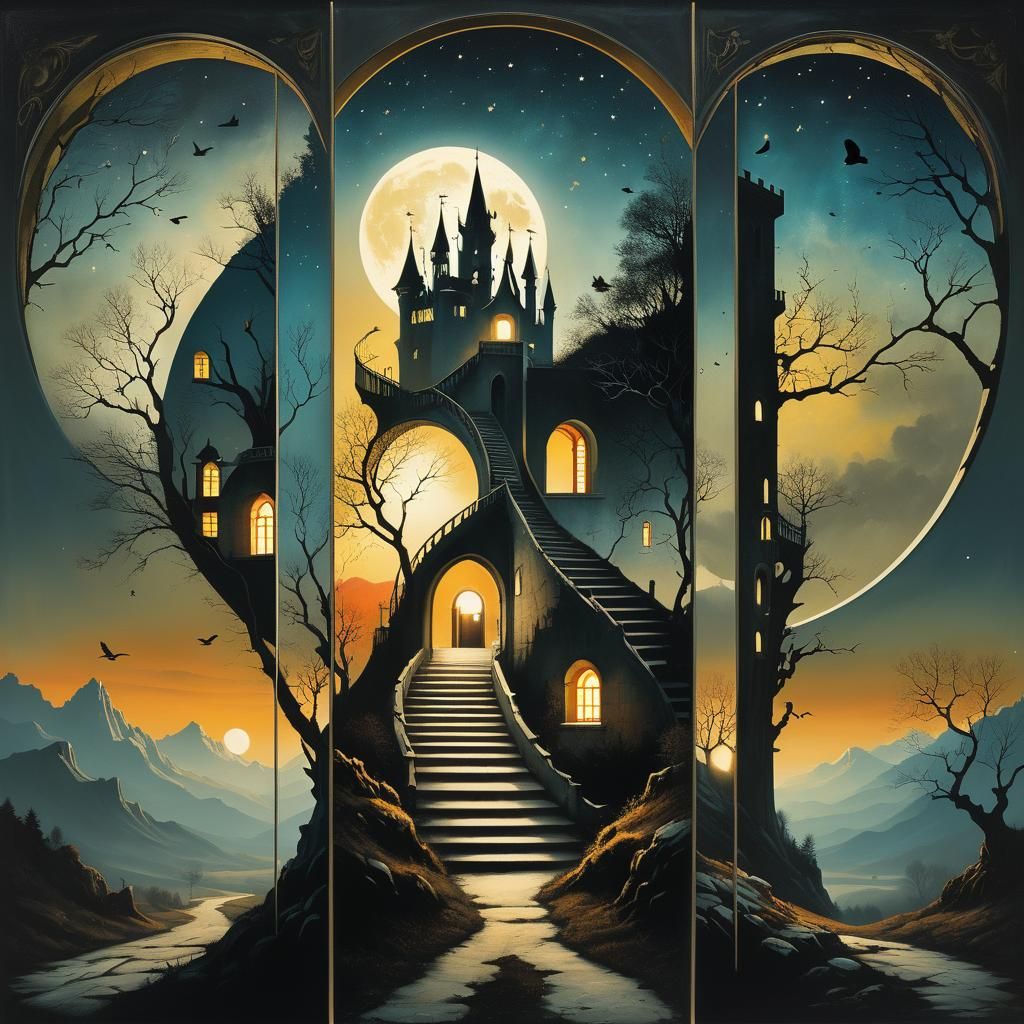 Surreal Season Portal with Dreamlike Scenes