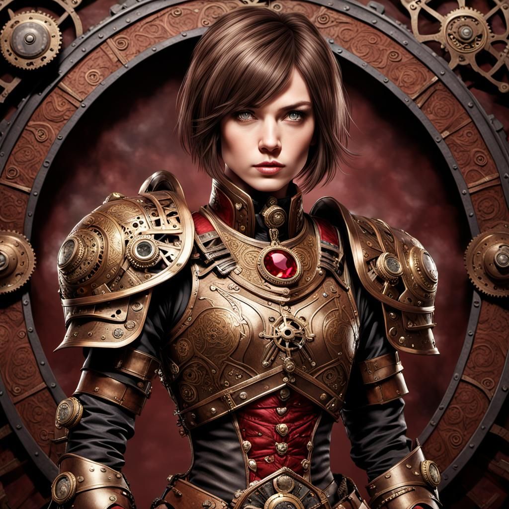 Steampunk Female Warrior with Intricate Armor