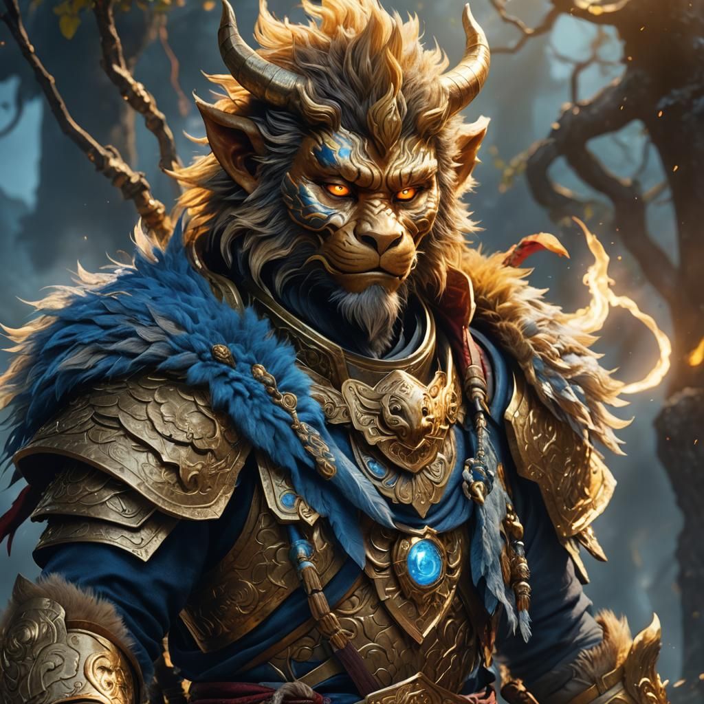 Mystical Wukong with Glowing Aura in Fantasy Realm