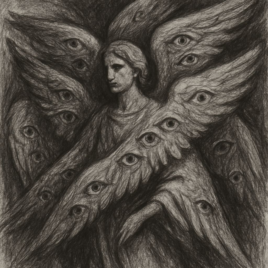 Biblically Accurate Angel: Charcoal Drawing