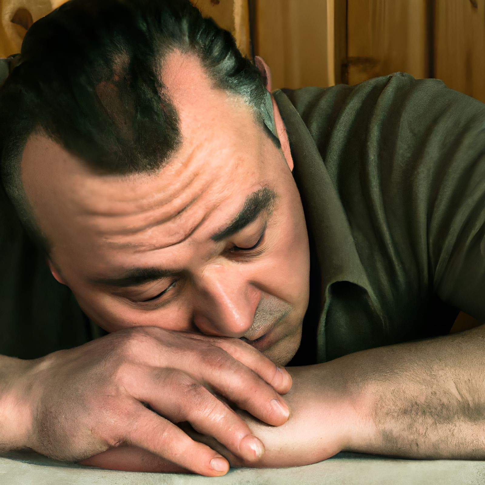 Depressive Man Drowning in Sorrow: A Lou Xaz Portrait