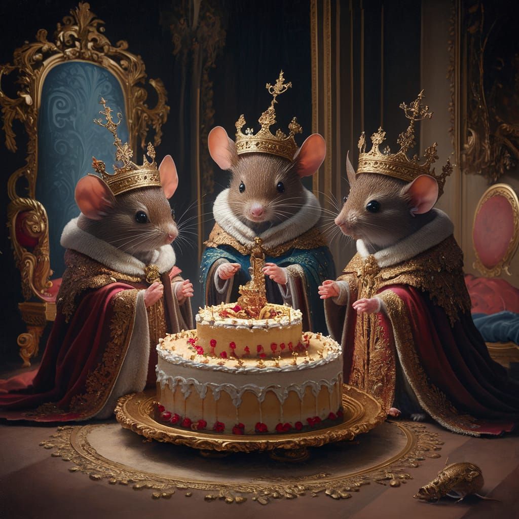 Enchanted Mice in Opulent Baroque Setting
