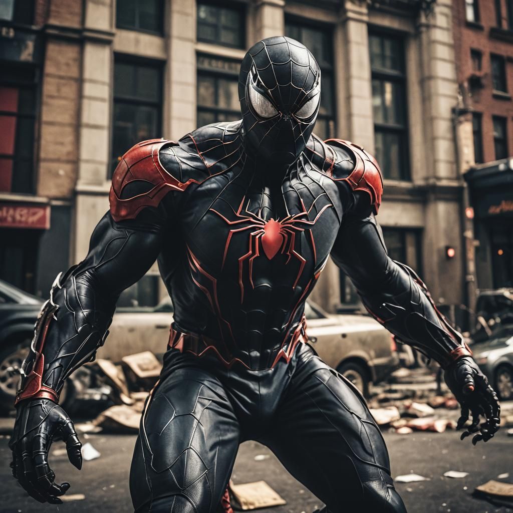 Spiderman Venom Suit: Cinematic Film Still