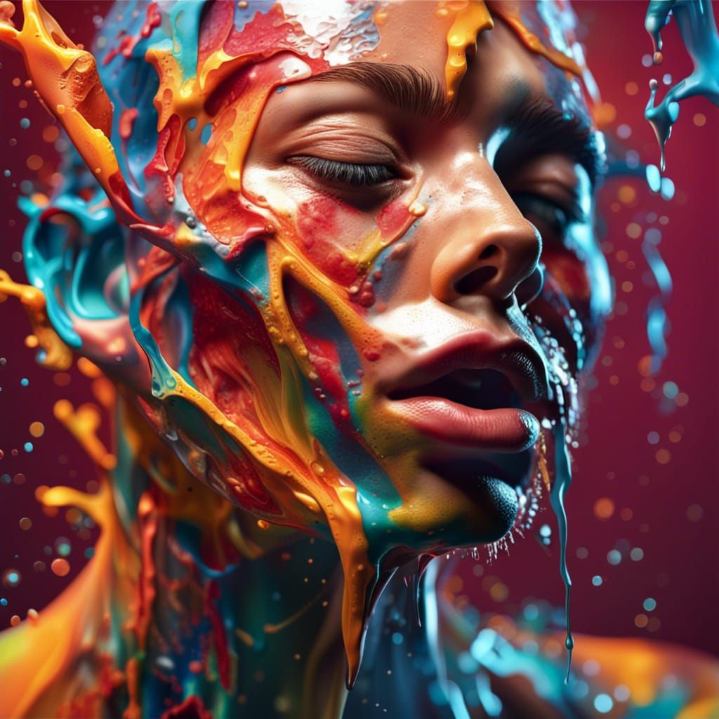 Hyperrealistic Slice of Human Body in Splash Art