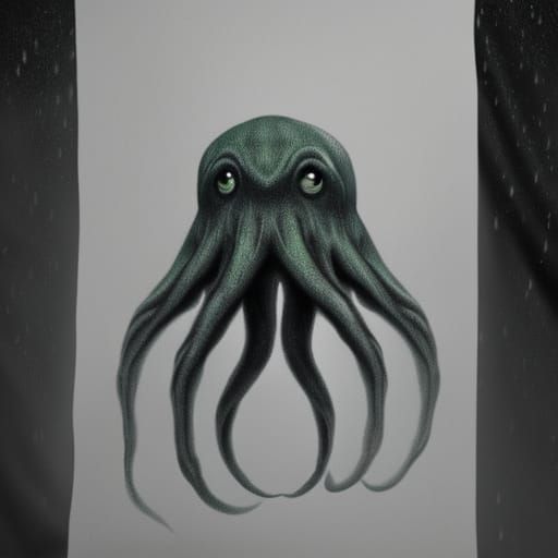 Sad Cthulhu in the Rain: Chiaroscuro Style