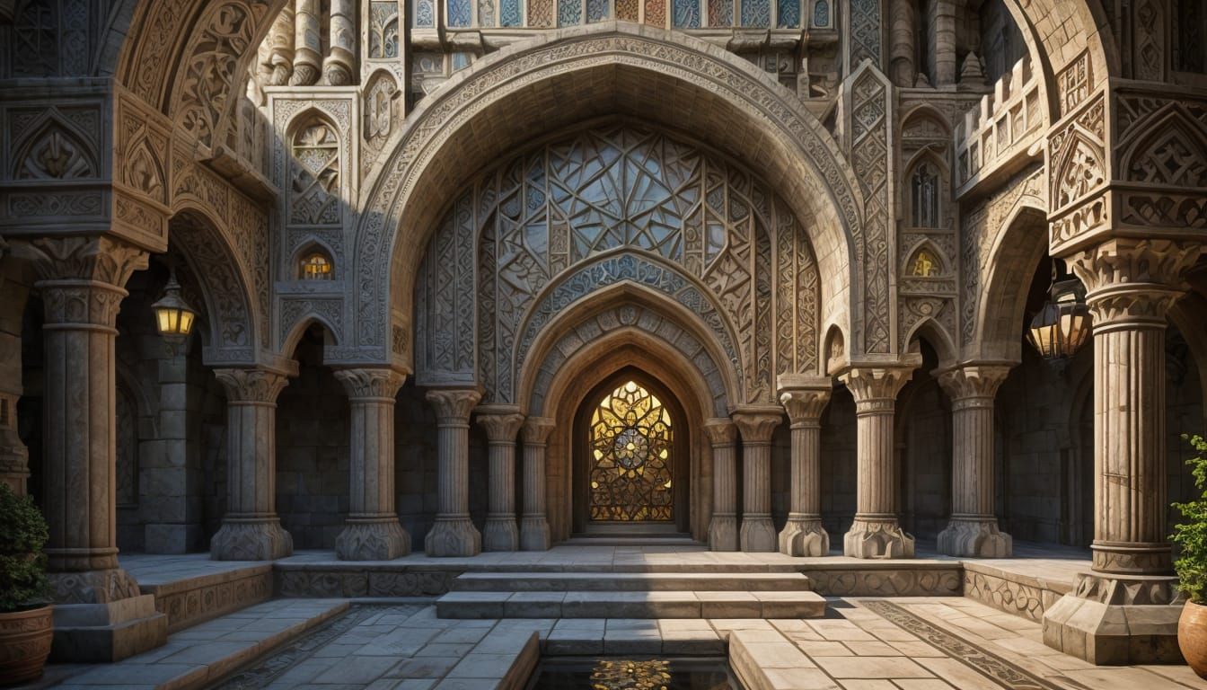 Dwarven Underground Castle in Hyper-Realistic Art Deco Desig...