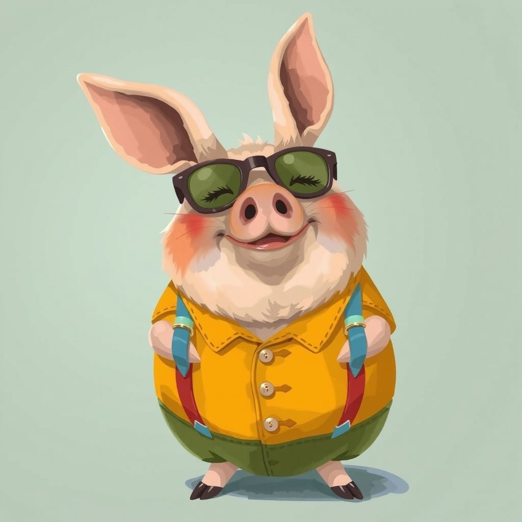 Rabbit-Pig Hybrid in Abstract Fractal Style