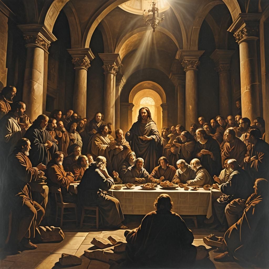 The Last Supper: Baroque Masterpiece in Golden Light