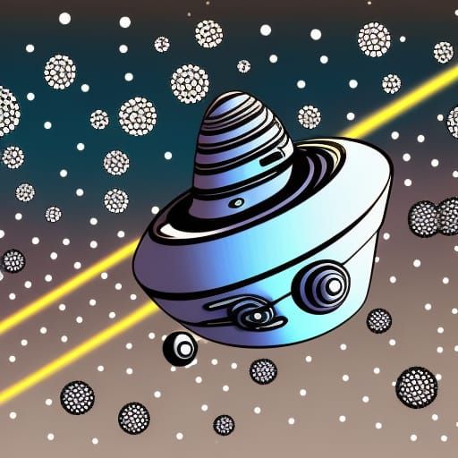 Abstract Spaceship Amidst Stars with Fractal Patterns