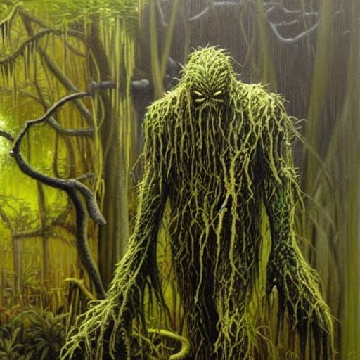 Eerie Swamp Thing in Ominous Vegetation