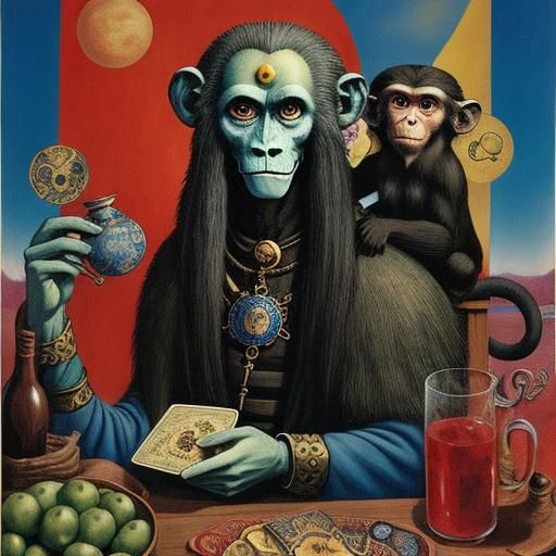 The Fool Tarot Card in Surrealist Style