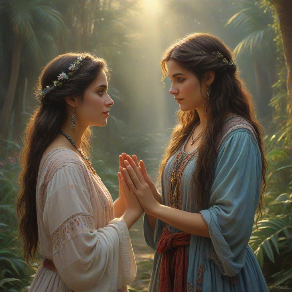 Gypsy Fortune Teller Reads Young Woman's Palm