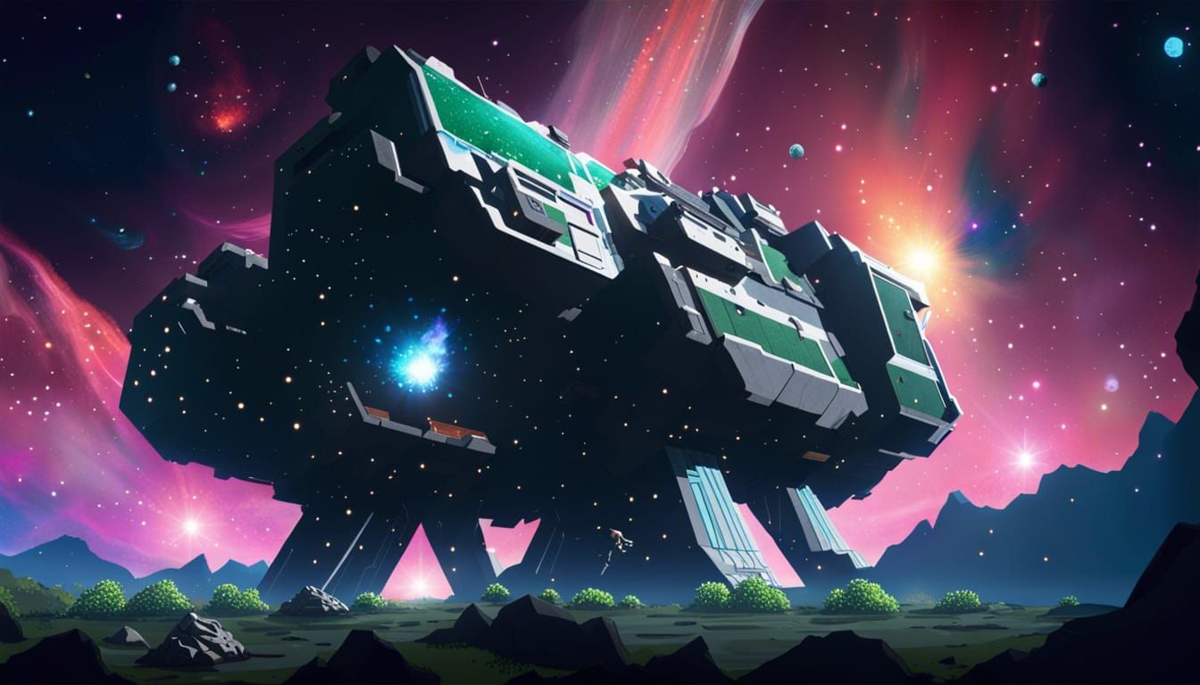 Cosmic Apocalyptic Garden in Studio Ghibli Style