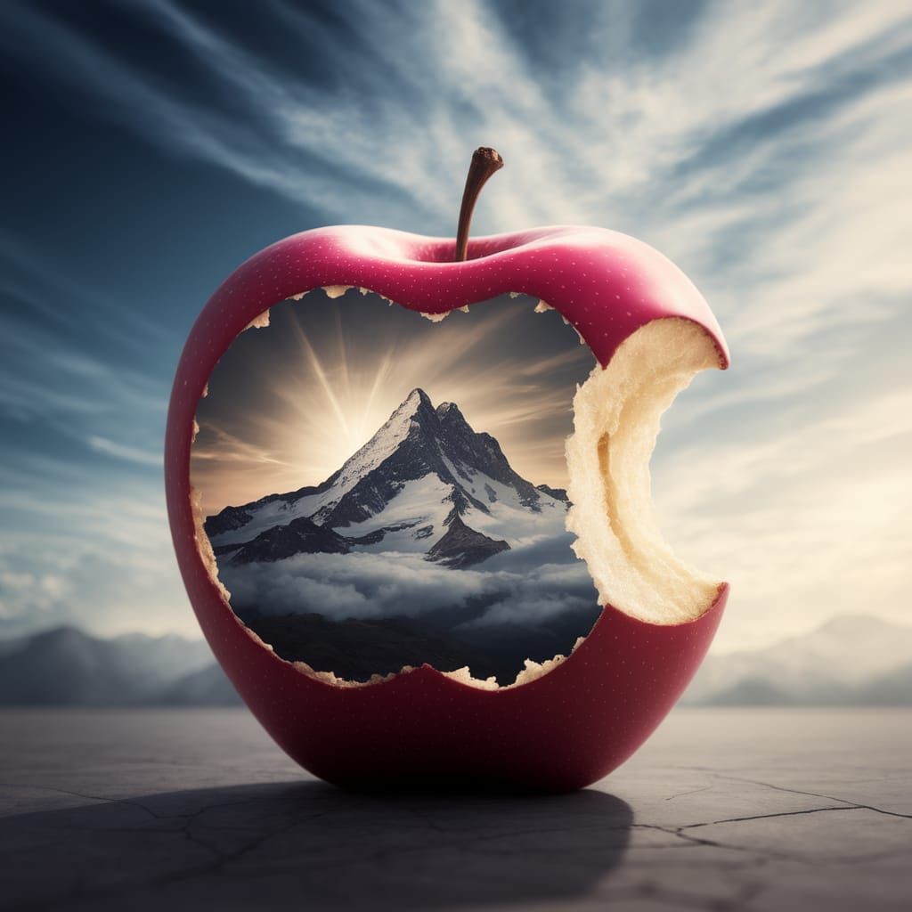 A Close-Up of a Holy Apple with a Bite Out of It, Featuring ...