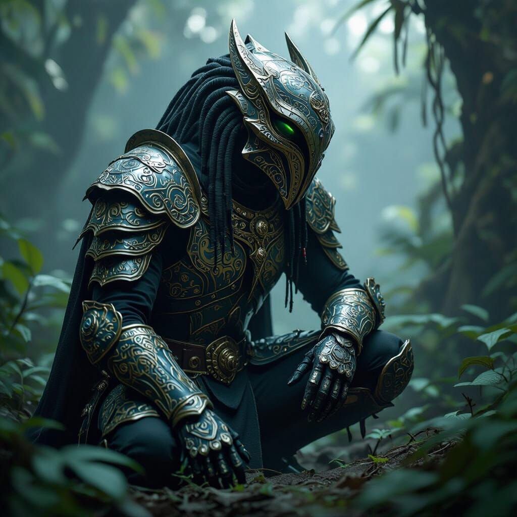 Predator in Porcelain Armor Hunting in Jungle
