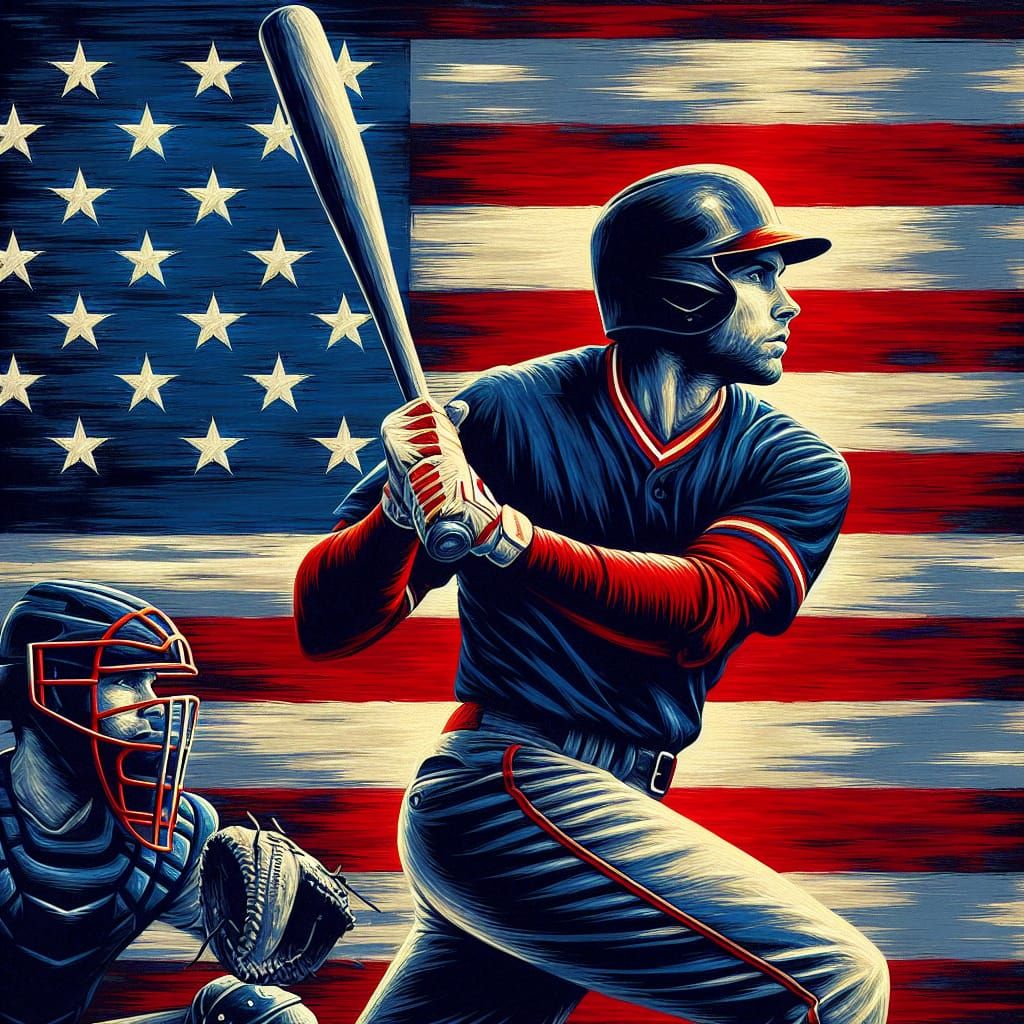 Romantic Baseball Player in Star-Spangled Glory