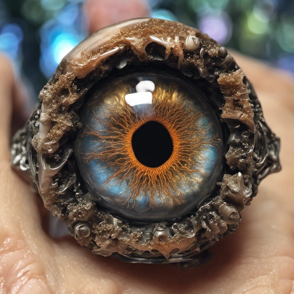 Sauron's Eye Resin Ring: Detailed Holographic Art