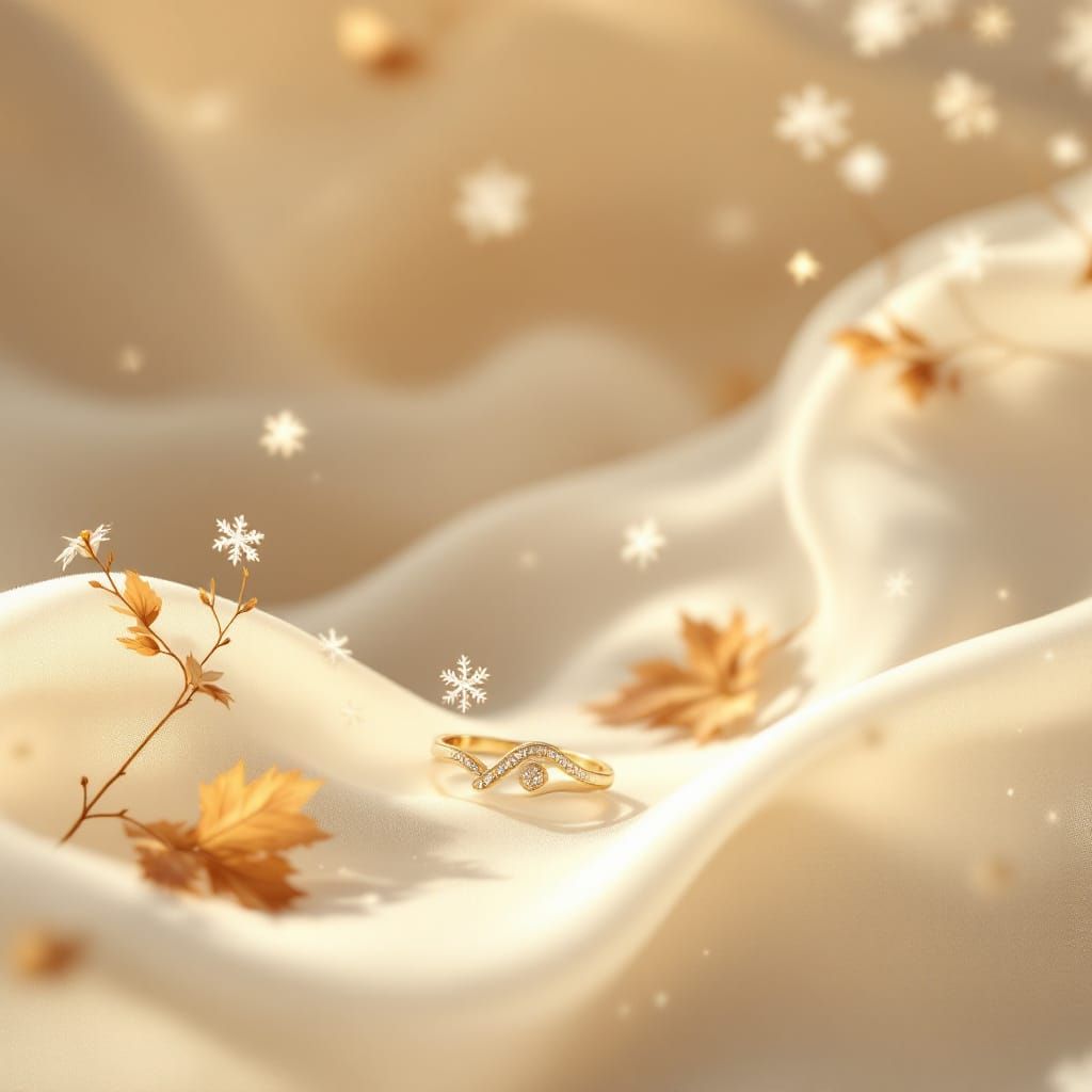 Luxurious Jewelry Background in Creamy White and Gold