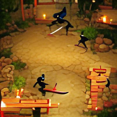 Night Ninja Sword Fight in Feudal Kingdom