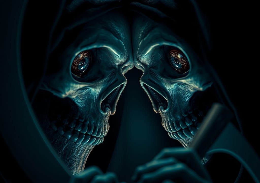 Loving Grim Reaper Couple with Recursive Eyes