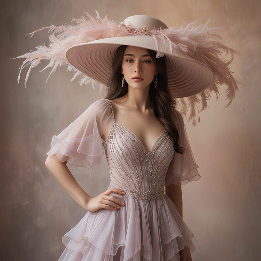 Ethereal Beauty in Lavender Silks and Feathers