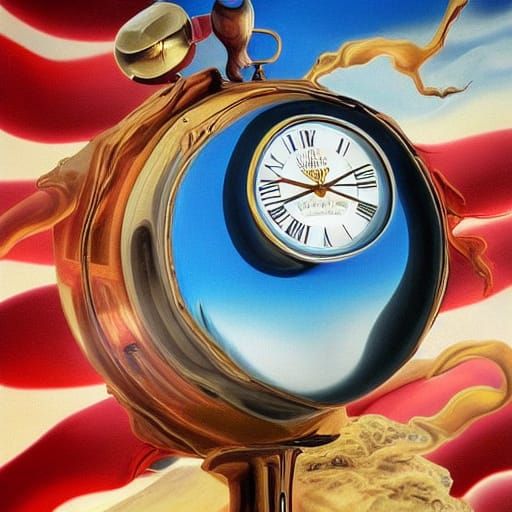 Surreal American Landscape with Melting Clock, Dali-Inspired