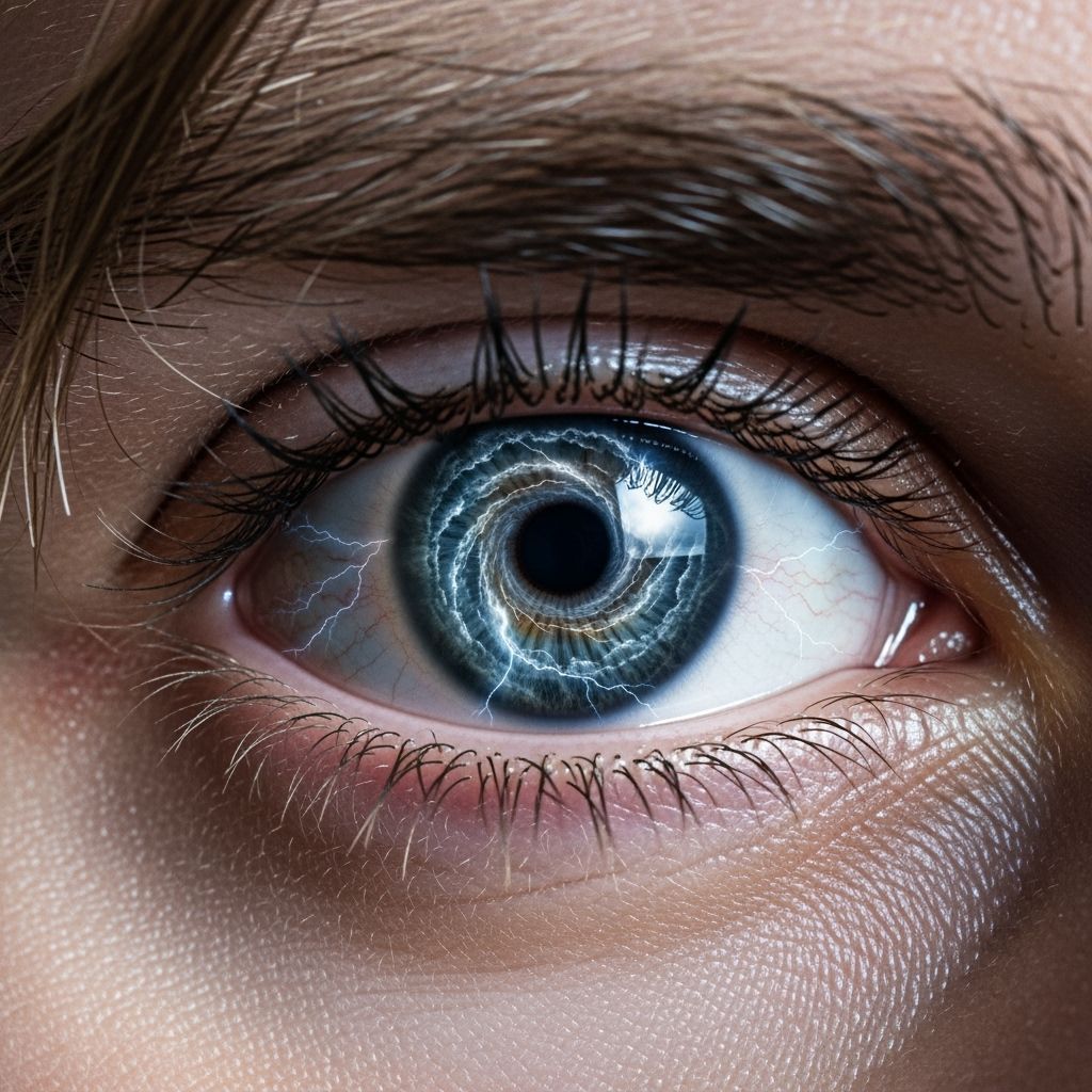 Stormy Eye Vortex: Macrophotography of an Iris