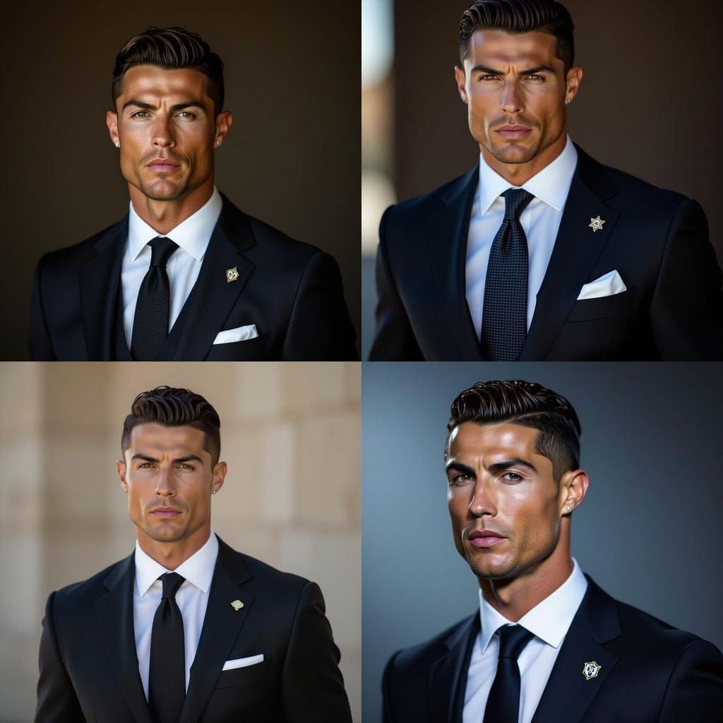 Cristiano Ronaldo in Elegant Suit with Team Pin