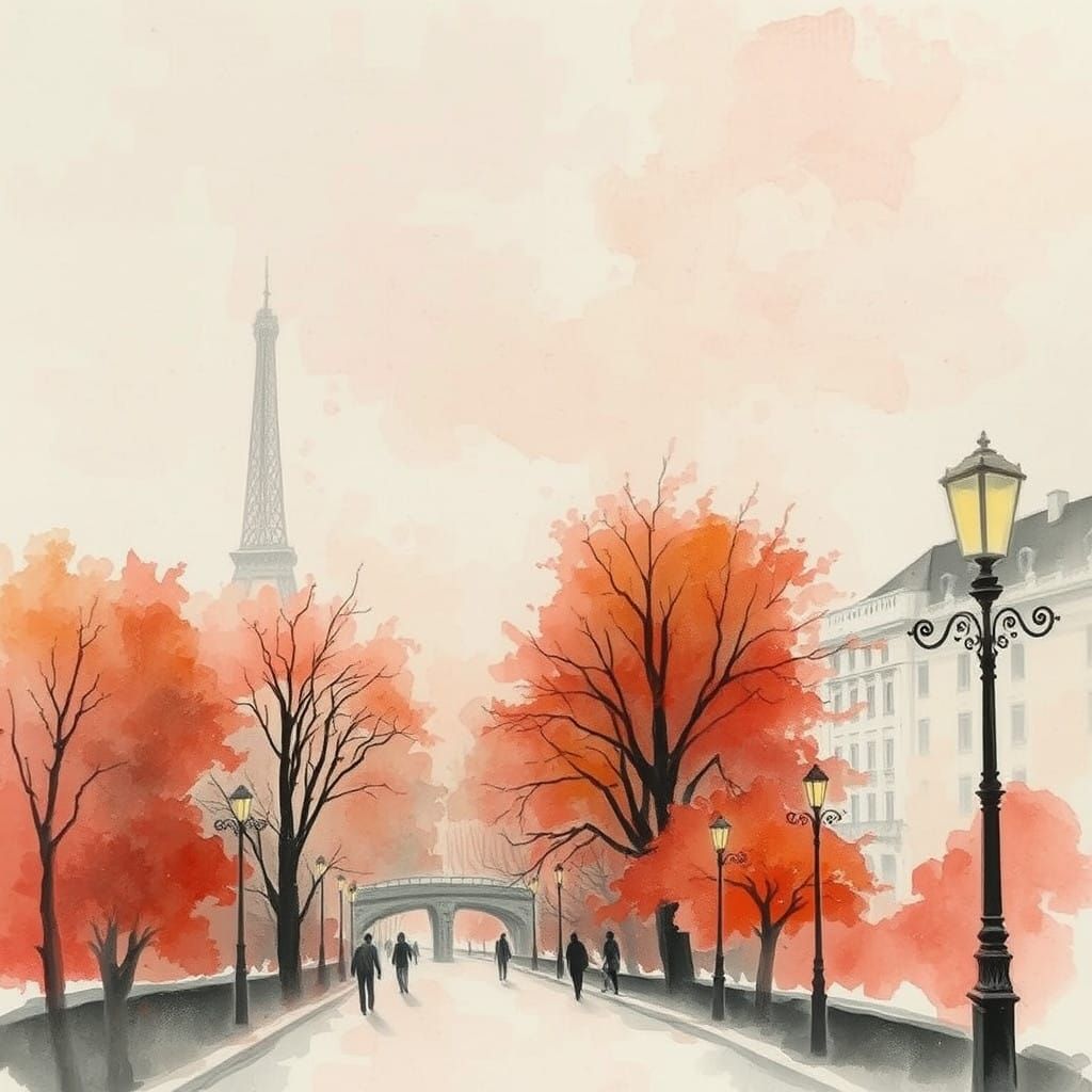 Dreamy Autumn Landscape in Soft Watercolors, circa 1860s