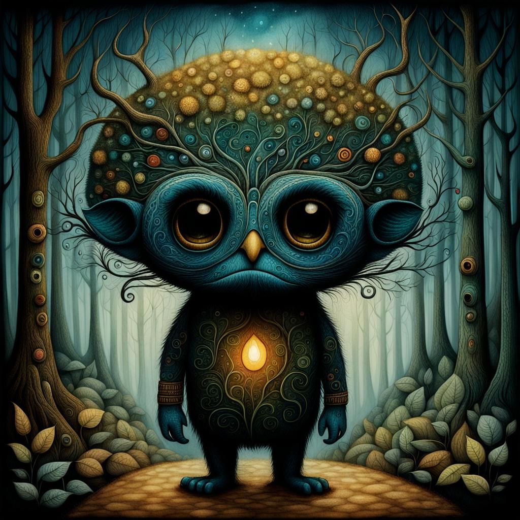 Surreal Portrait of a Whimsical Adventurer in a Soothing Lan...