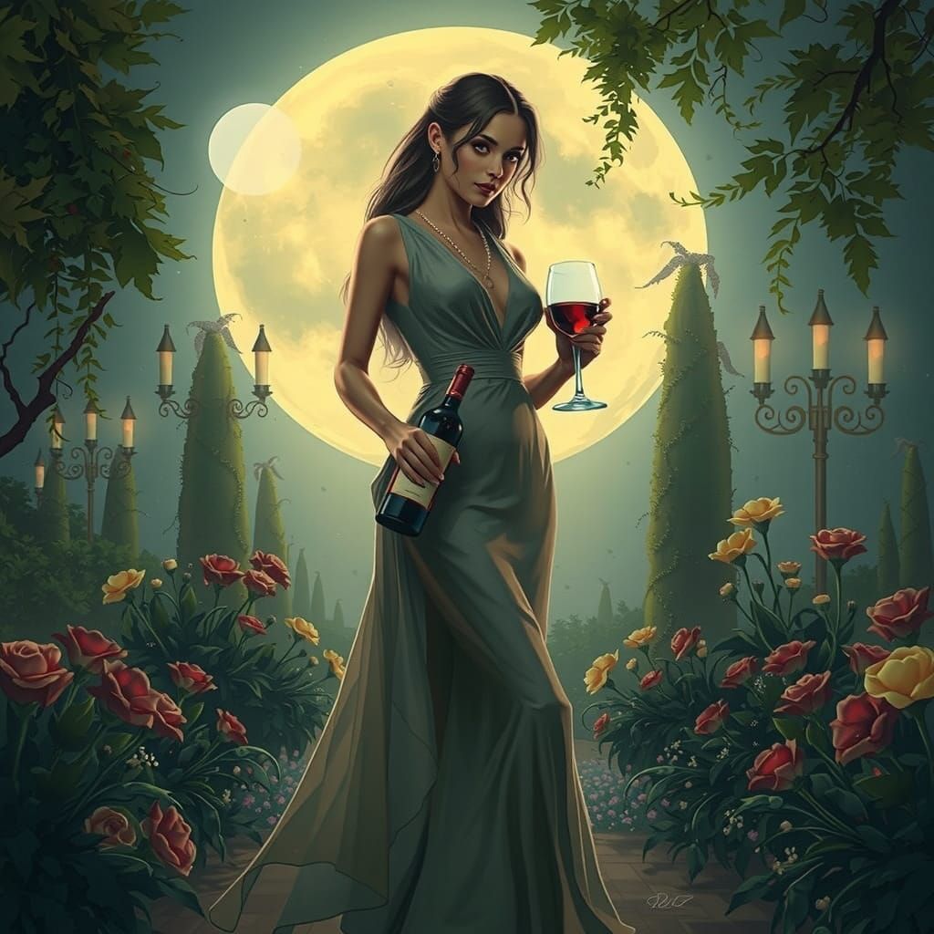 Elegant Gentleman with Wine in Art Nouveau Style