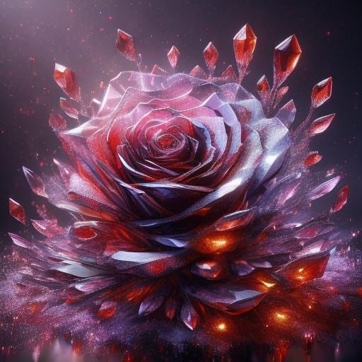 Luminous Crystal Rose with Rainbow Highlights