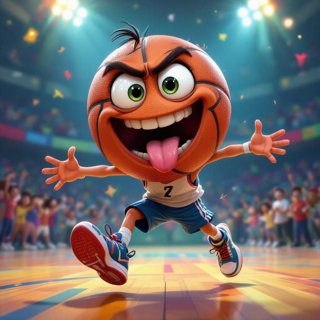 Crazy-Eyed Basketball Bouncing: Disney/Pixar Style
