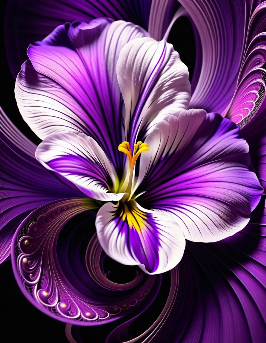 Violet Flower: Viola Odorata in Abstract 3D Style