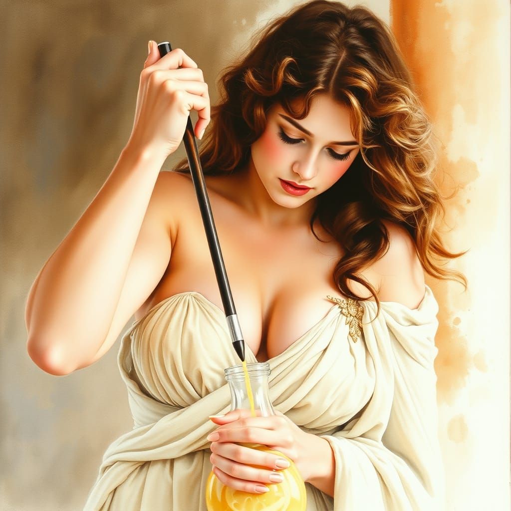 Aphrodite Making Juice in Botticelli Style