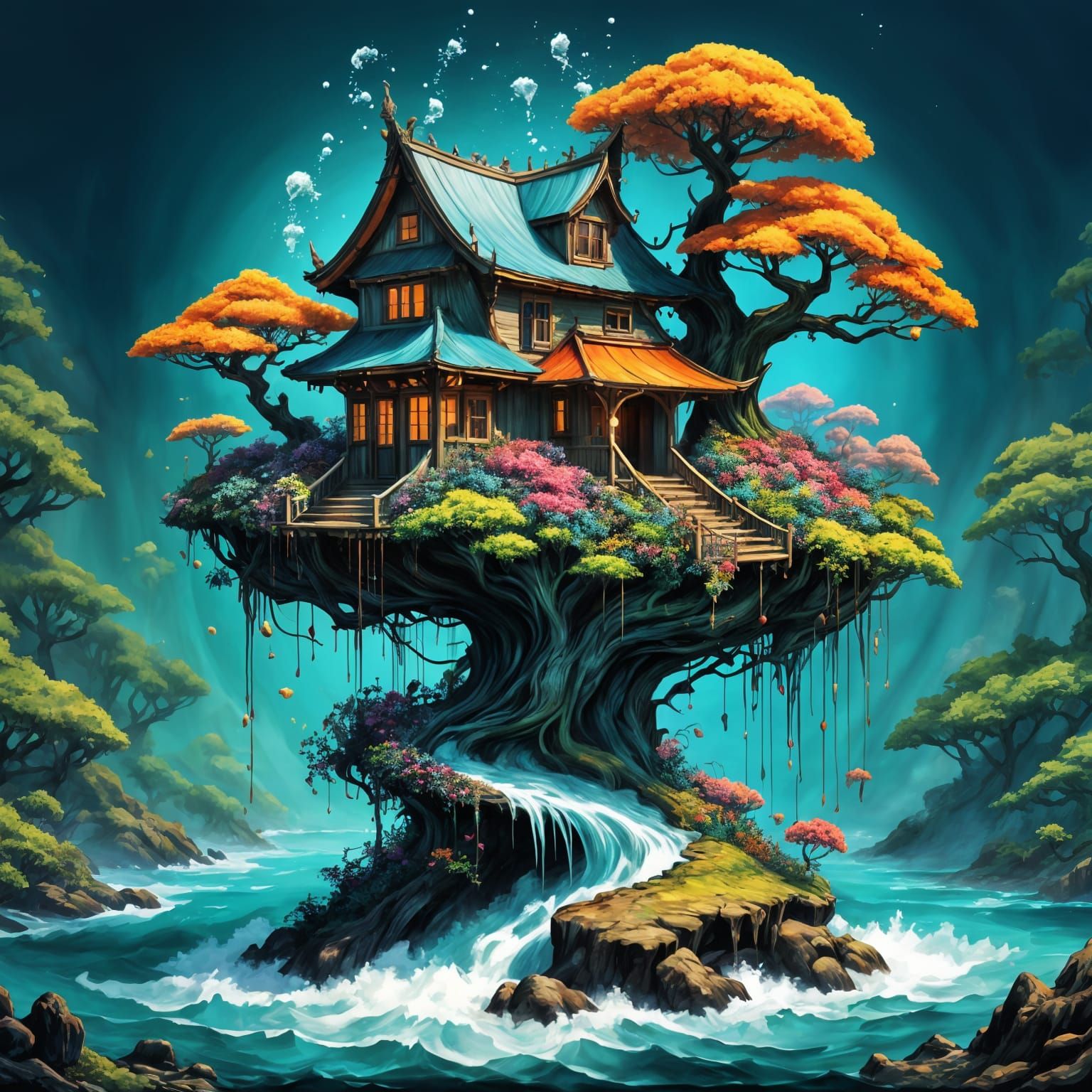 Whimsical Victorian Fairy House Bonsai Masterpiece