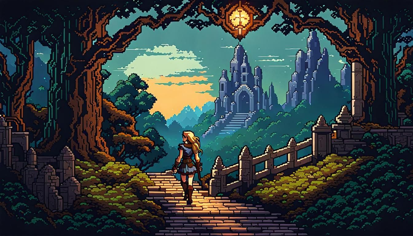 Not Space Series - a female elf ranger navigating a trail 3