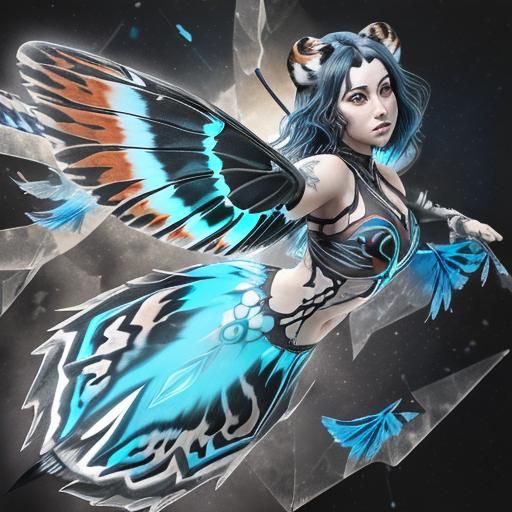 Mythical Red Tiger in Fragmented Space: Graffiti Art