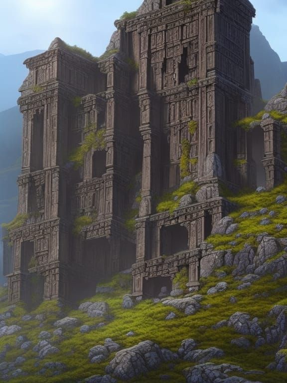 Hyperrealistic Viking Palace in the Mountains