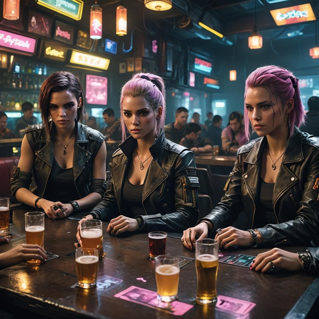 Cyberpunk Women and Mice Celebrate Oktoberfest