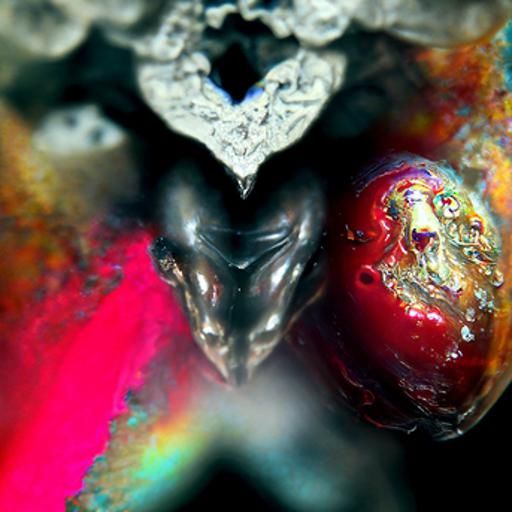 Dark Ethereal Heart in Holographic Red