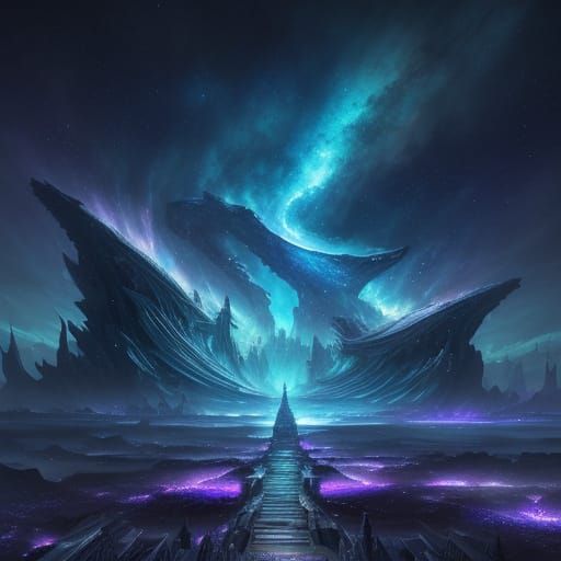 Celestial City on Sky-Whales Under Nebula Glow